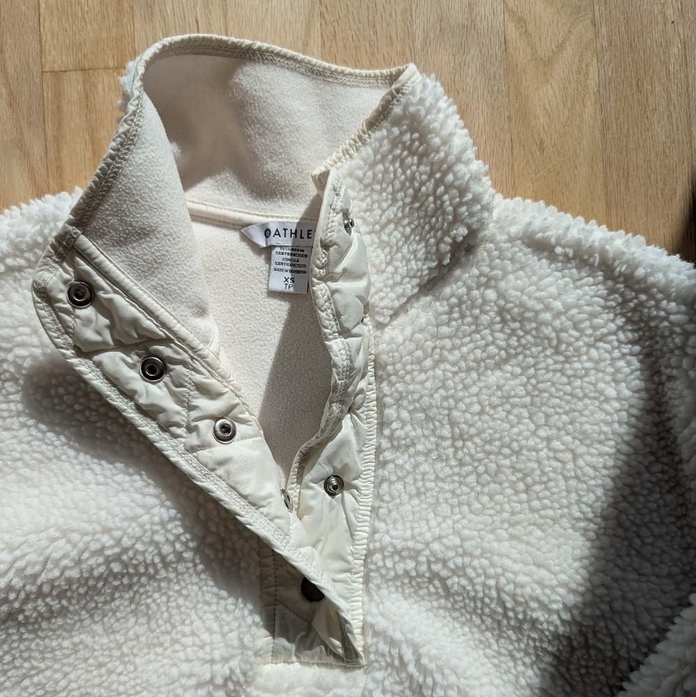 Athleta Sherpa Half Snap Sweatshirt Jacket (Size XS) - Picture 3 of 6